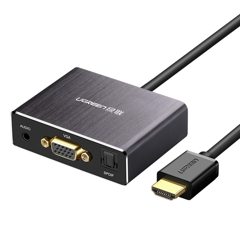 Cáp chuyển đổi HDMI sang VGA tích hợp cổng quang Optical Analog SPDIF 5.1 và Audio 3.5mm dài 0.5m UGREEN 40282 - Hàng Chính Hãng