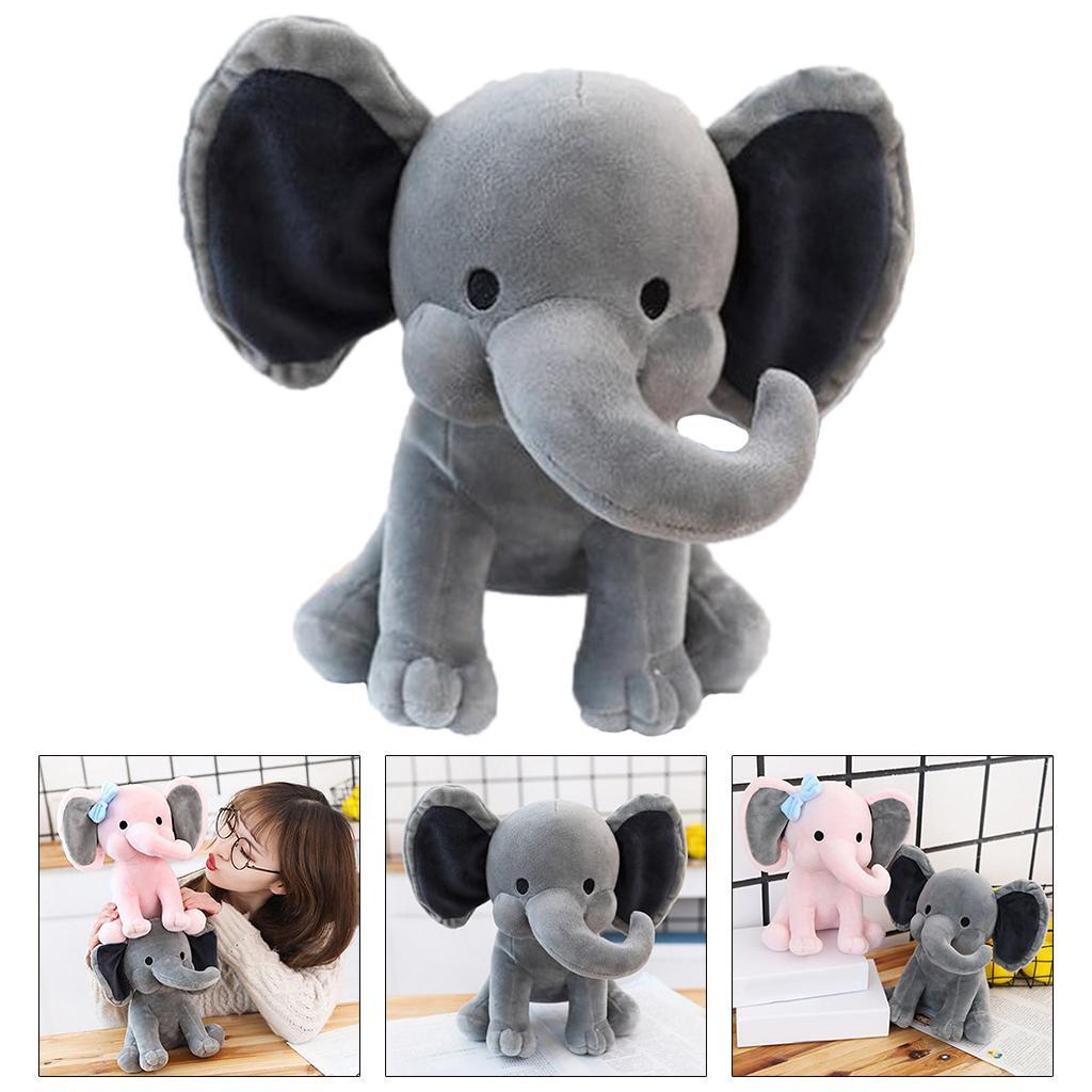 9.8in Elephant Plush Stuffed Animal Toy Throw Pillow for Sleeping Lovely Grey