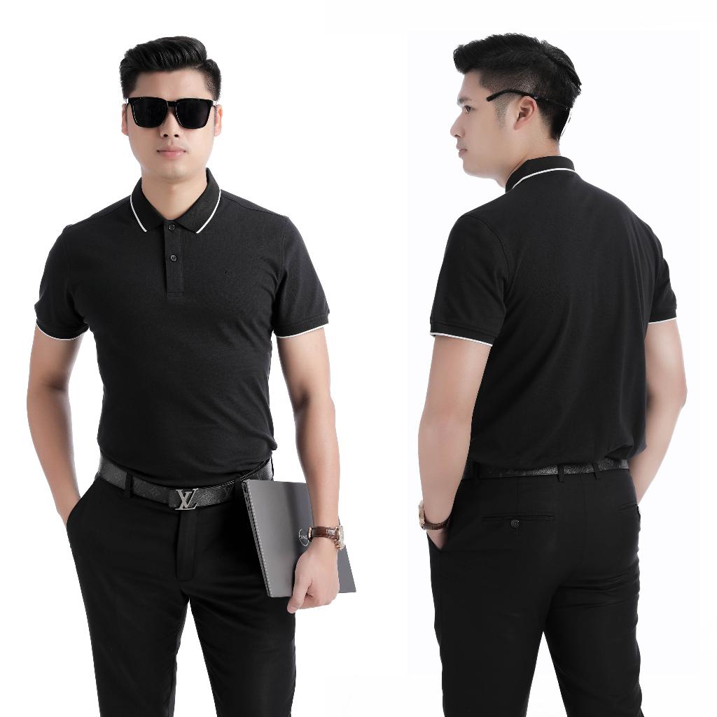 Áo polo nam ngắn tay cổ bẻ cá sấu cotton thời trang màu đen trơn basic thể thao GIFASHION MPC30313