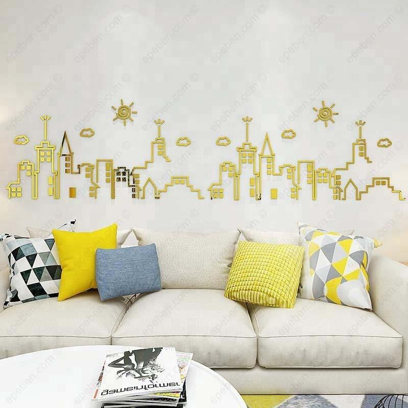 Tranh dán tường mica 3d decor khổ lớn khung cảnh thành phố trang trí phòng khách, phòng ngủ, phòng cưới