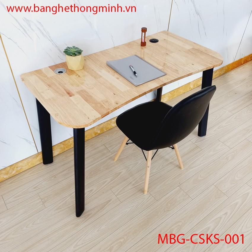 Bàn mặt gỗ MDF + Chân sắt Oval khung sắt X tích hợp sạc USB