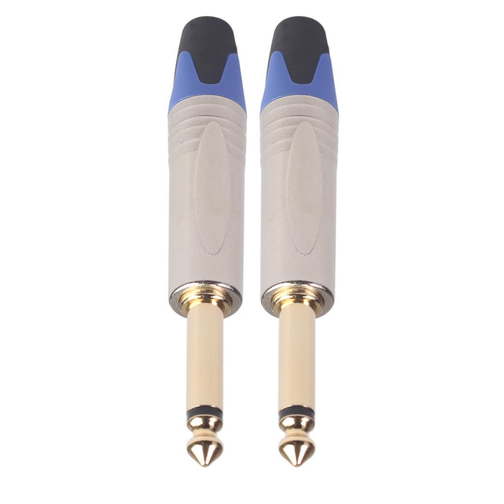 Pack of 2 1/4 6.35mm Stereo Solder Connector Jack Plug Mixer Microphone
