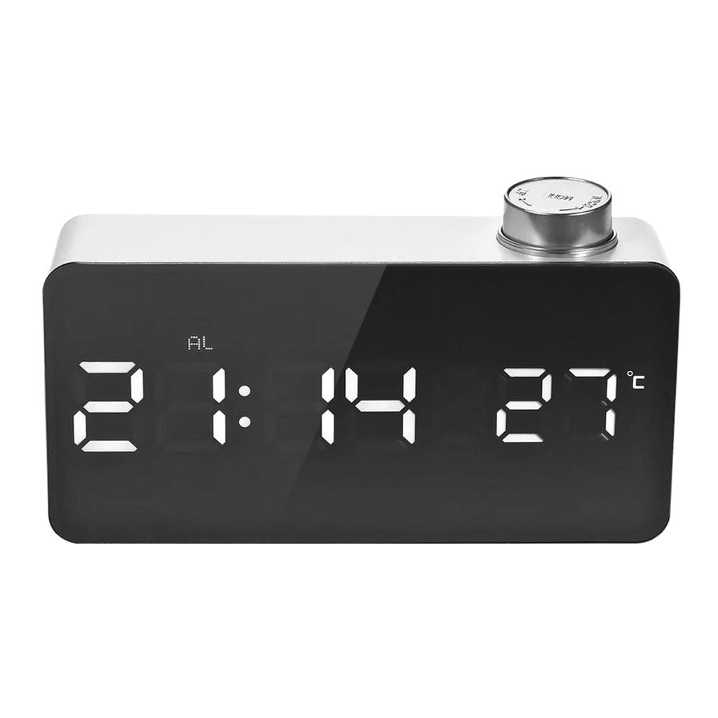 Creative Digital LED Mirror Alarm Clock With Thermometer Display 12H/24H