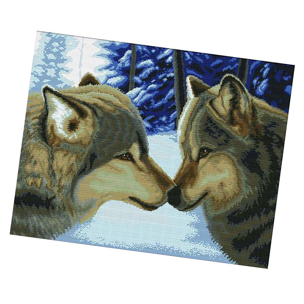 Wolf Stamped Cross Stitch Kit Handmade Needlework for Beginners 11CT