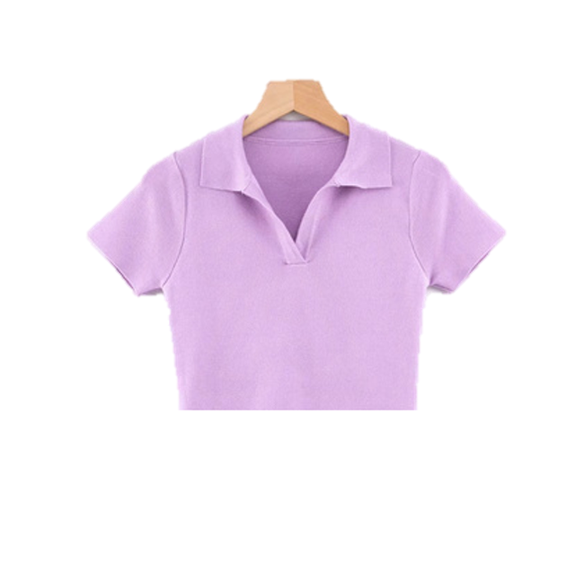 Áo croptop polo cổ bẻ trơn 4 màu