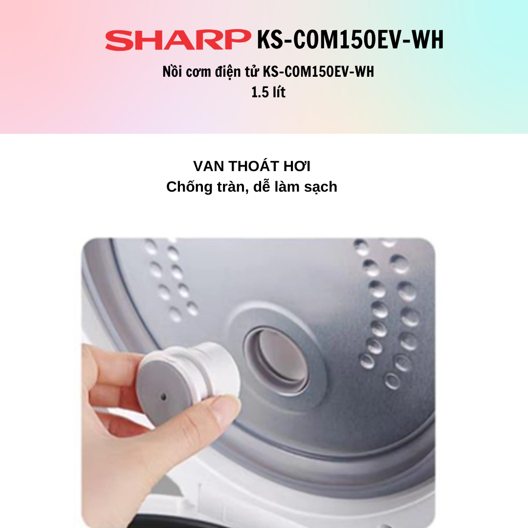 Nồi cơm điện tử Sharp KS-COM150EV-WH 1.5 lít - Hàng Chính Hãng - Bảo Hành 12 Tháng