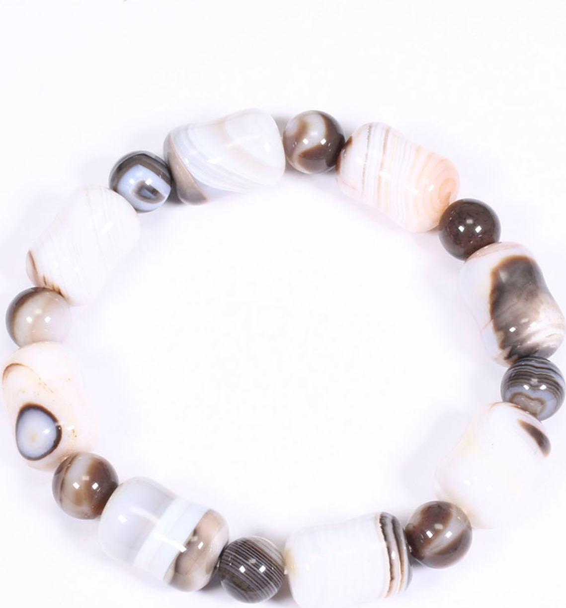 Vòng tay mã não trắng đốt trúc 15x10.5mm mệnh thủy kim - Ngọc Quý Gemstones