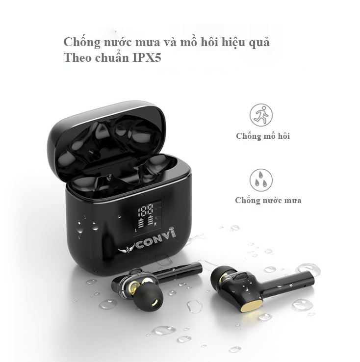 Tai Nghe True Wireless Dual Dynamic CONVI S07 - Tai Nghe Bluetooth Lõi Kép - 4 Loa Stereo Super Bass - Kháng nước IPX5 - Hàng Chính Hãng