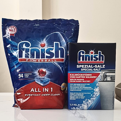 COMBO FINISH: Viên rửa bát All in one 90 viên + Muối 1,2kg