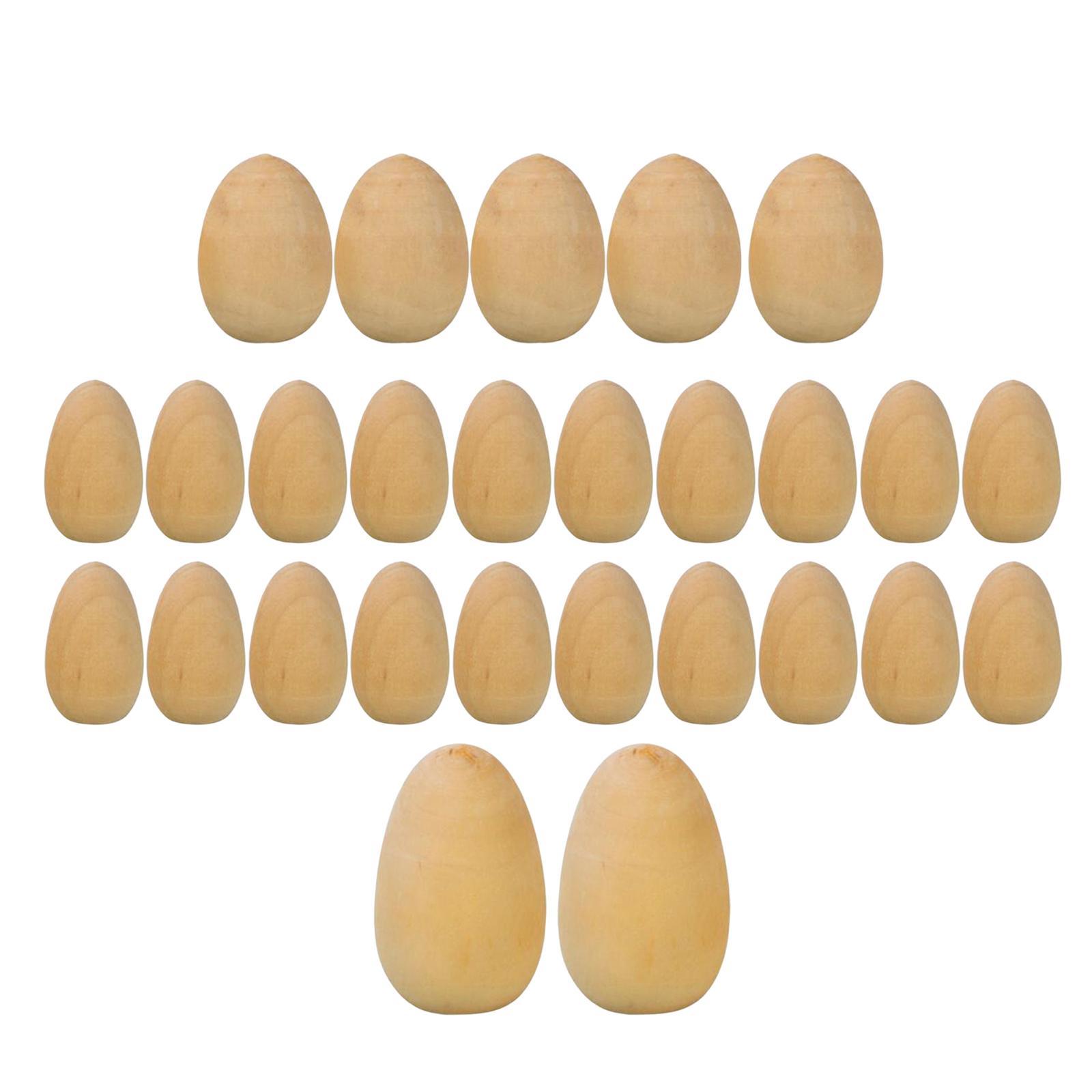 27 Pieces Unfinished Wood Eggs with Flat Bottom DIY Easter Holiday Craft