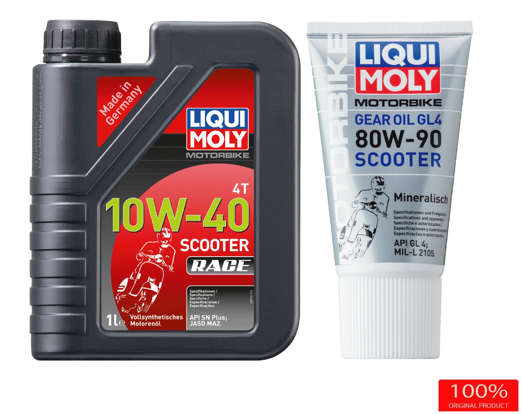 Combo nhớt Liqui Moly Scooter Race 10W40 1L +Hộp số liqui 150ML