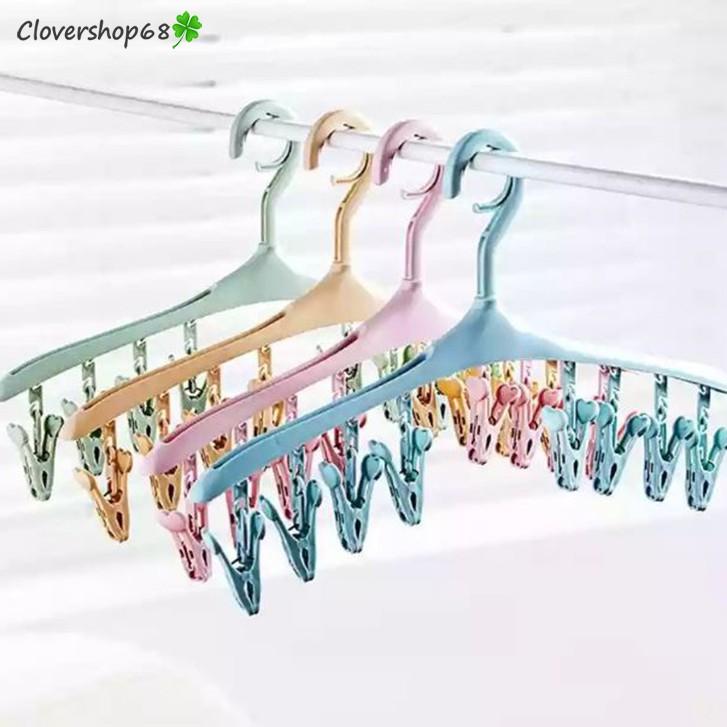 Móc phơi đồ, móc treo 8 kẹp chống bay quần áo