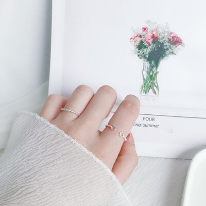Nhẫn Bạc Ý 925 vòng tròn xoắn kích thước tùy chỉnh