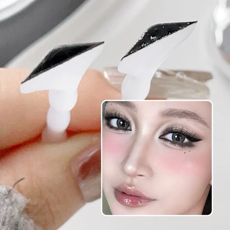 Cây silicon Khuôn in eyeliner 2 ĐẦU Khuôn kẻ mắt sử dụng mực in sắc nét chống nước lâu trôi nét đều dành cho người mới tập trang điểm - #CÂY SILICON &amp; MỰC