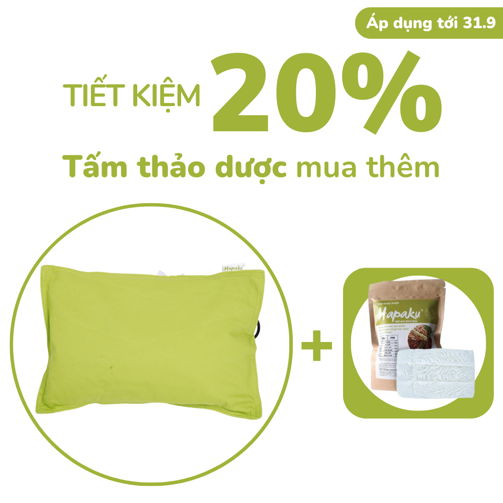 Gối Chườm Nóng Thảo Dược Hapaku - Làm Nóng Bằng Điện - Bộ Gối 1 Tấm Thảo Dược