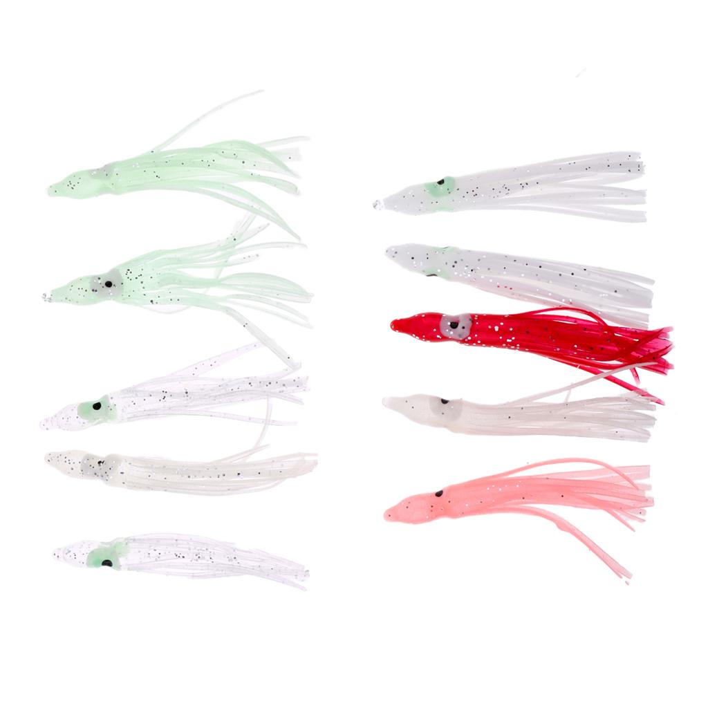10 Pieces Squid Lure Soft Baits Octopus Squid Skirt Lure Fishing Tackle Saltwater A Necessary for Fishing Lovers