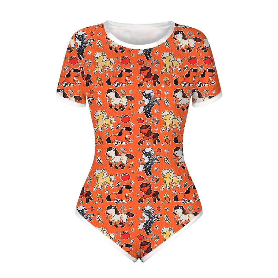 DDLG Trưởng Thành Bodysuit Tã Người Yêu Nữ Tay Ngắn Ốp Đáy Quần Người Lớn Onesie Liền Quần Romper Áo Liền Quần Với In Hình Kỳ Lân Cho Người Lớn Bé Trai