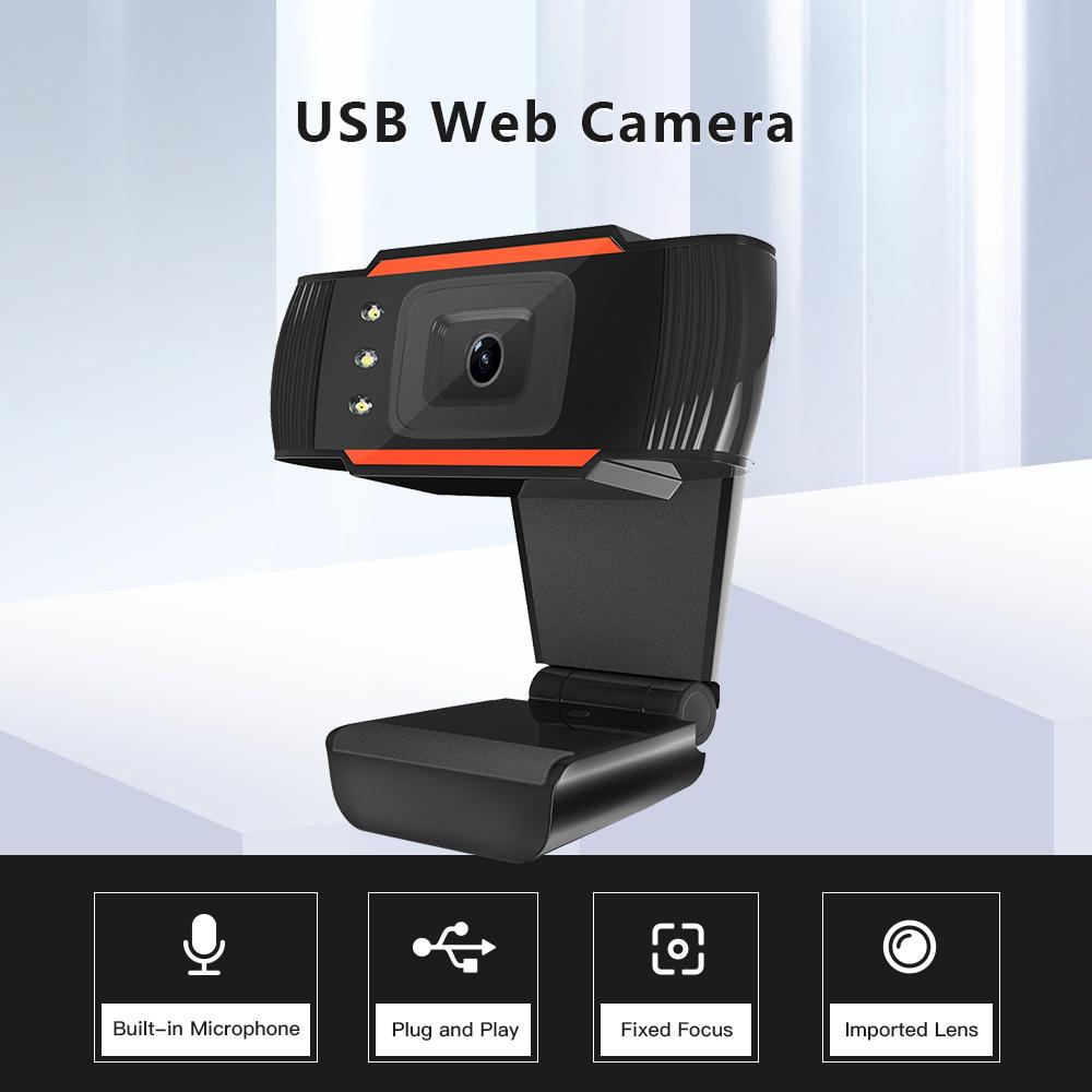 HXSJ A870C3 High-definition USB Webcam 480P Fixed Focus Computer Camera Built-in Sound Absorbing Microphone for PC
