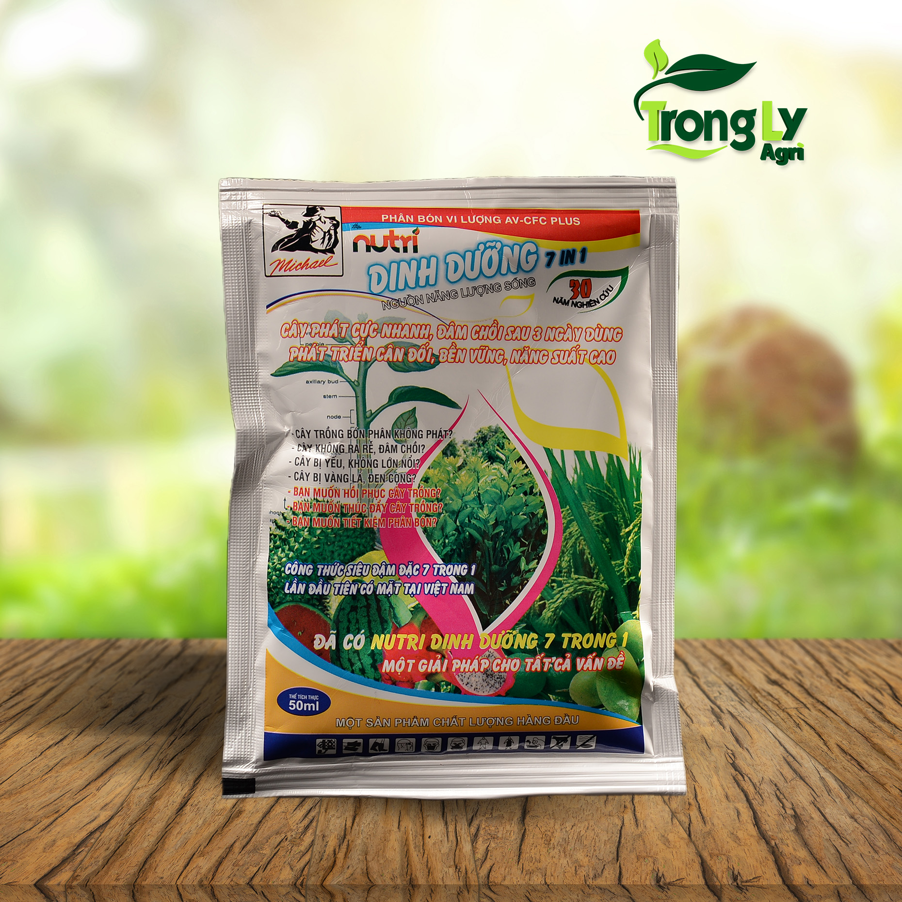 Phân bón vi lượng Nutri dinh dưỡng 7 trong 1- bung rễ, siêu mập chồi đặc biệt trên sầu riêng, mai vàng và mít