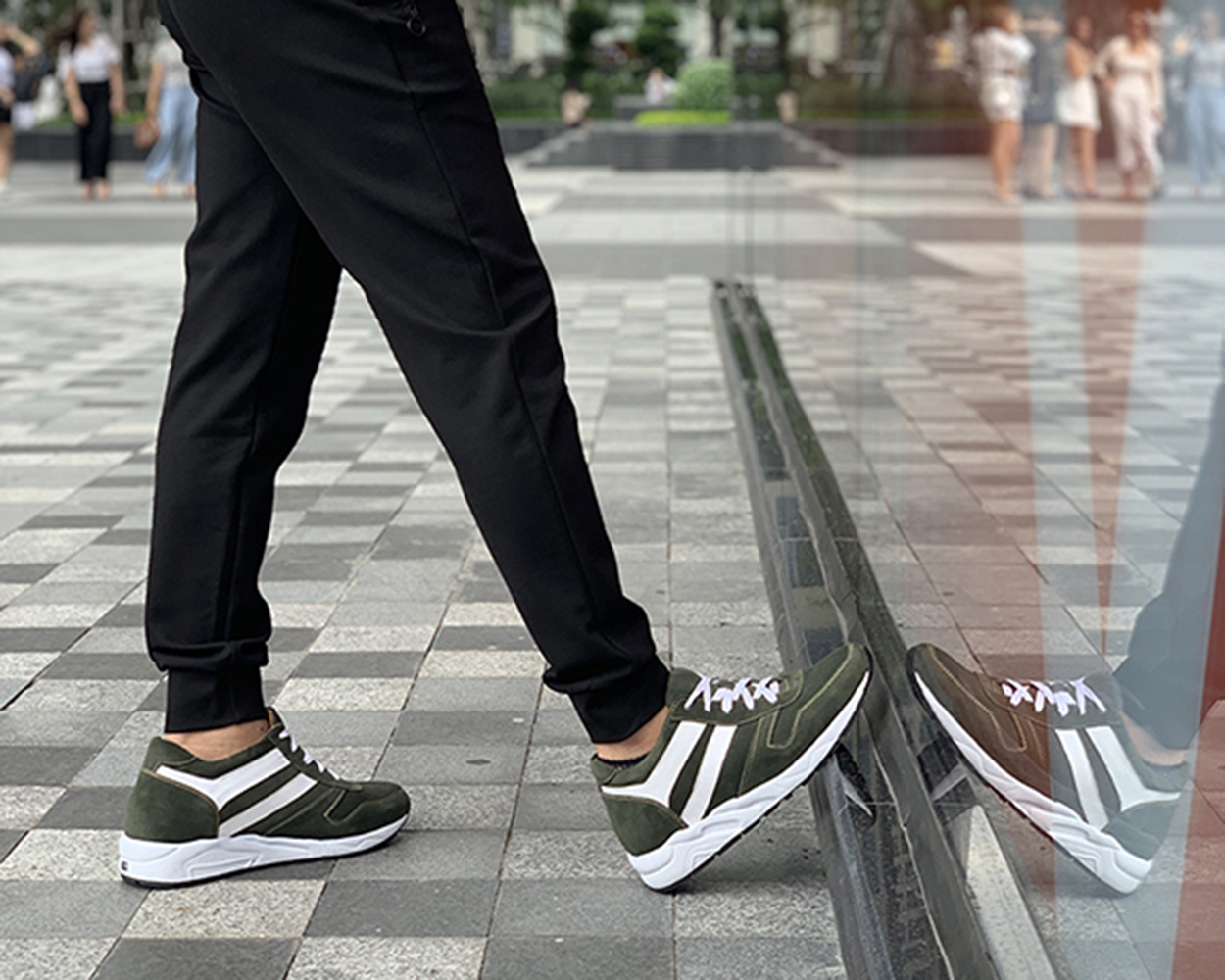 GIÀY TĂNG CHIỀU CAO GIÀY CAO DÀNH CHO NAM GIỚI T20 XANH RÊU DA LỘN - CAO 8CM GIÀY ĐỘN NAM CAO VƯỢT TRỘI