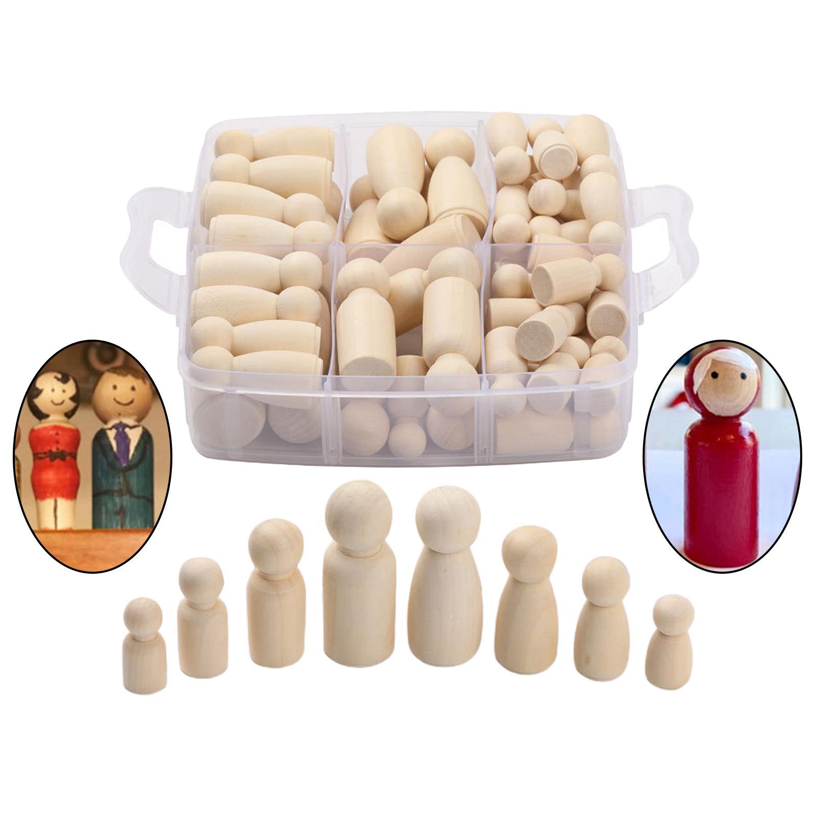 50Pcs Smooth Blank Peg Doll DIY Figures Pieces Making Decor Dolls Bodies