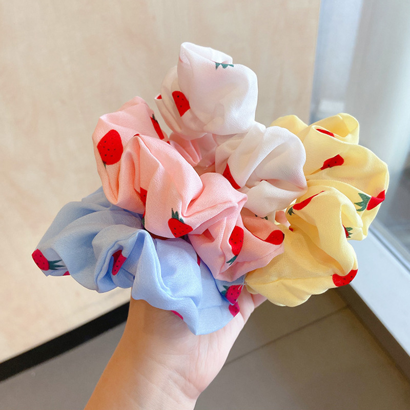 Combo 4 dây thun cột tóc, dây buộc tóc, vòng cột tóc dâu tây