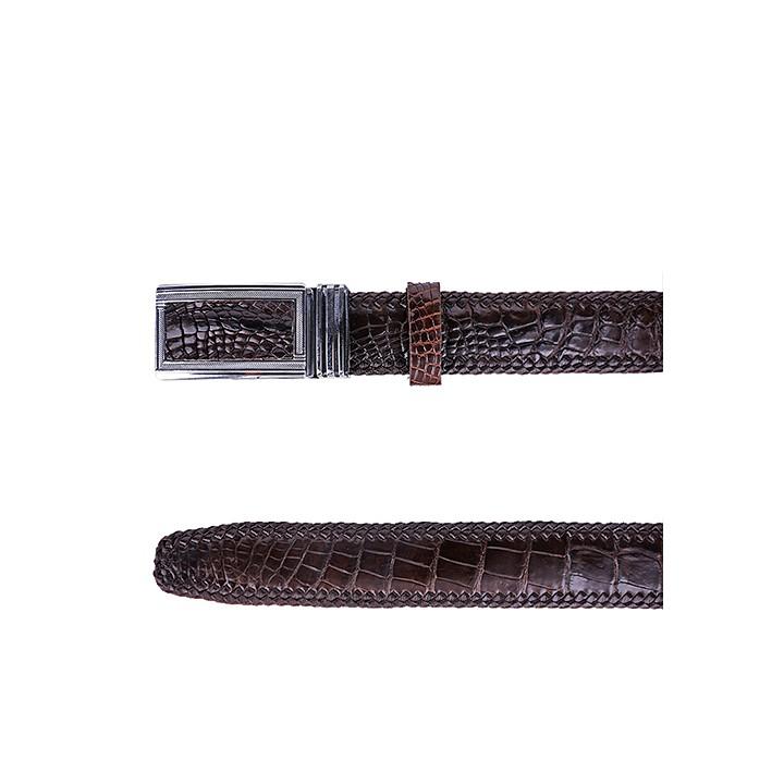 Thắt lưng nam da cá sấu Huy Hoàng đan viền 3,5P màu đen, nâu đất, vàng bò, nâu đỏ HC4216-17-18-41