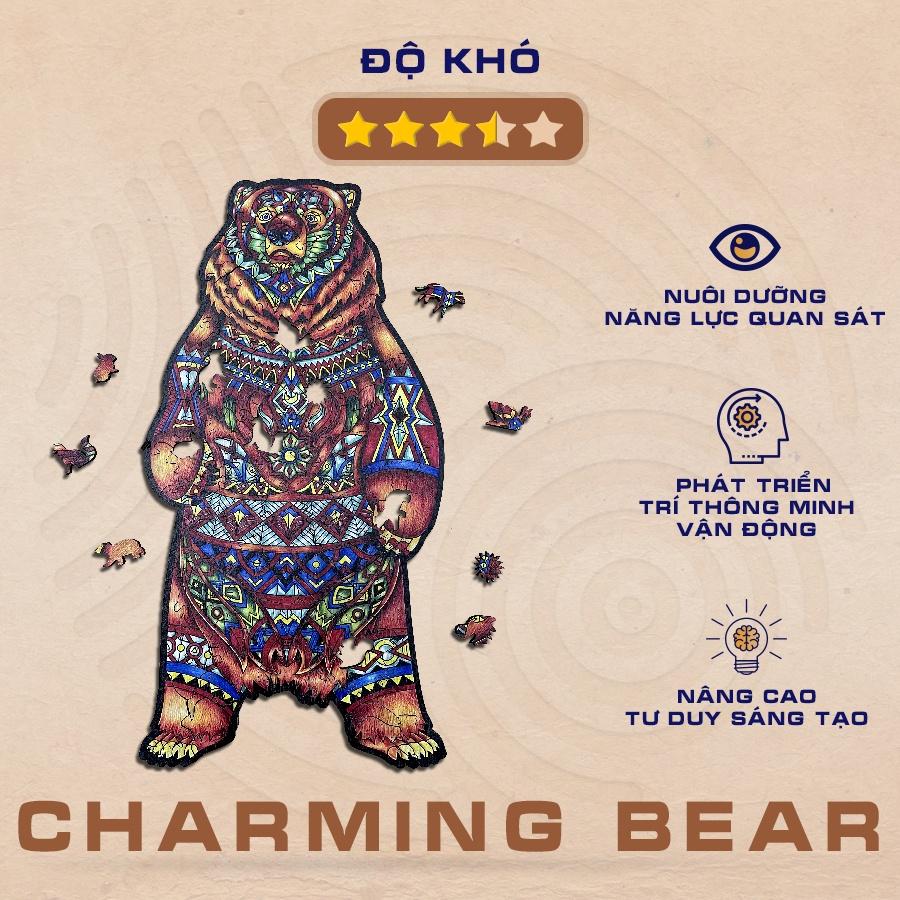 Bộ xếp hình gỗ thông minh puzzle đồ chơi ghép hình - Gấu - PZ018