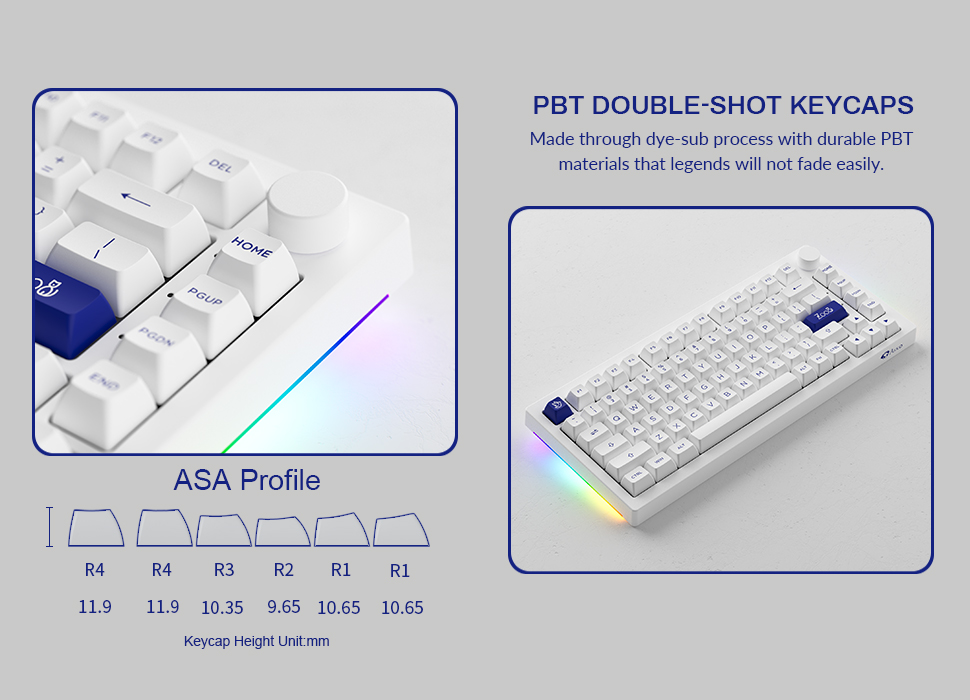 Bàn phím cơ AKKO 5075B Plus Blue on White (Multi-modes / RGB / Hotswap / Gasket mount) - Hàng chính hãng