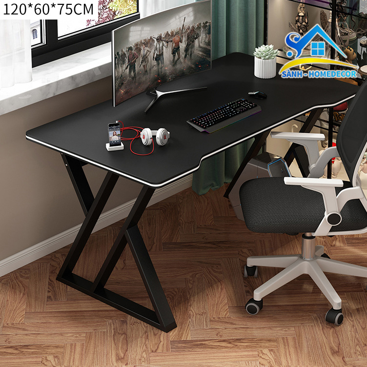 Bàn gaming chân X khuyết giữa khung sắt sơn tĩnh điện chống gỉ BGAME-03, bàn làm việc, bàn học gỗ MFC An Cường phủ melamine cao cấp