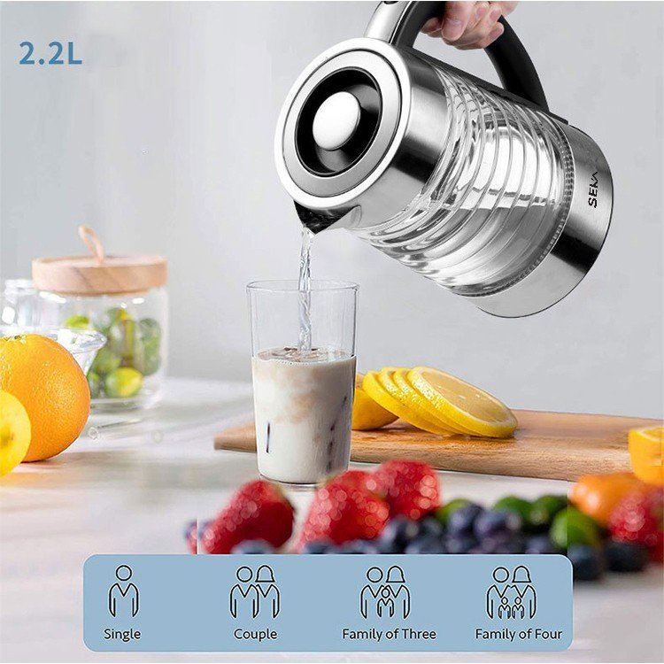 Ấm Siêu Tốc Thủy Tinh Cao Cấp 2,2L SEKA SK-2829T (Model 2023) - Hàng Chính Hãng