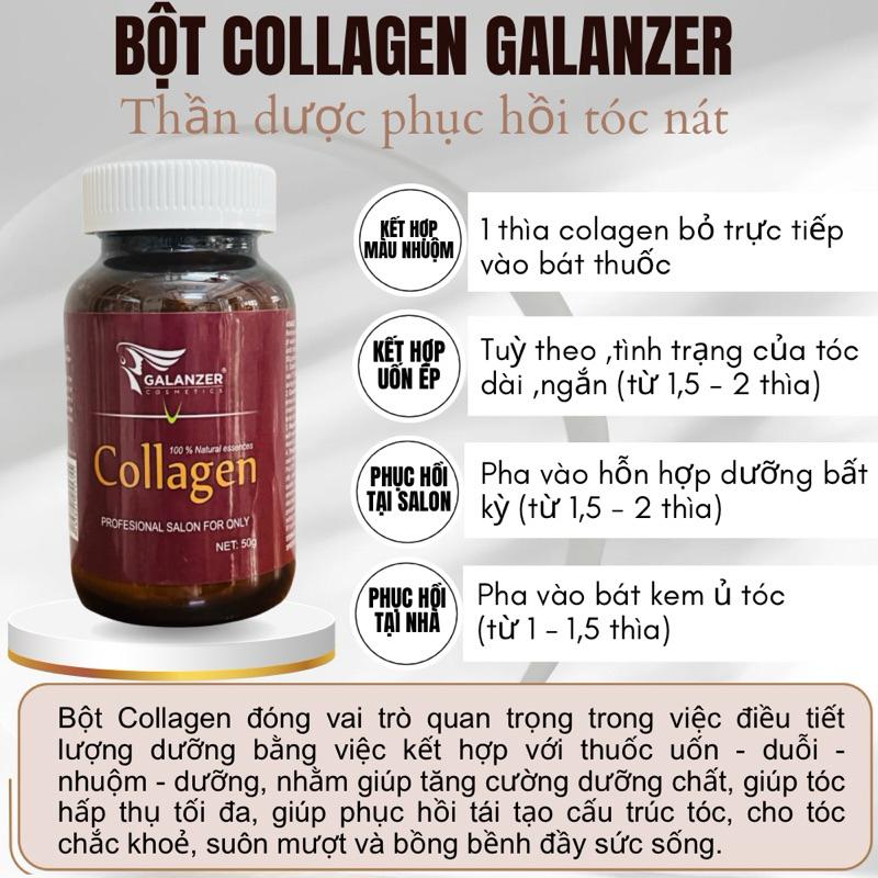 Bột Collagen Tươi Galanzer Protein Giúp Tóc Mềm Mượt Chắc Khỏe Cho Cả Nhuộm Ép Phục Hồi Tóc 50g + Gội xả gói Karseell 15ml