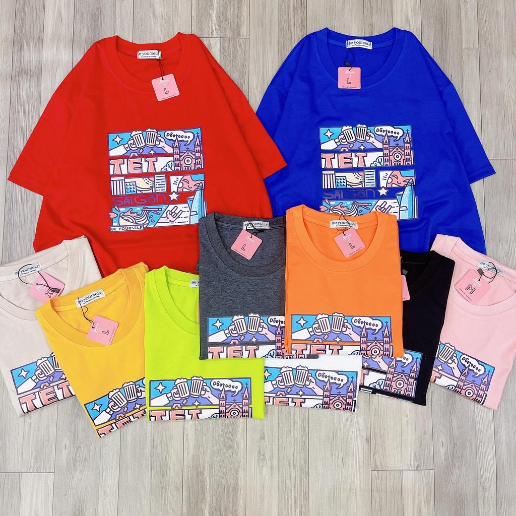 Áo Thun Tay Ngắn Unisex Đủ Size M L XL - TẾT SAIGON