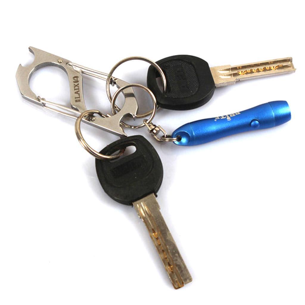 Silver S-shape Camping Hiking Keyring Keychain Hanging Buckle Bottle Opener