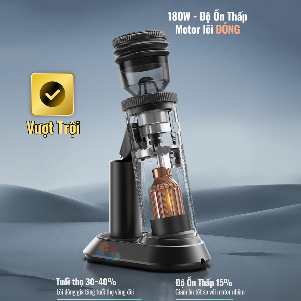 Máy xay cà phê Single Dose HiBREW G5 cao cấp, 36 cấp xay vô cấp lưỡi cornical burr 48mm chuyên nghiệp, xay cafe siêu mịn, hàng hính hãng