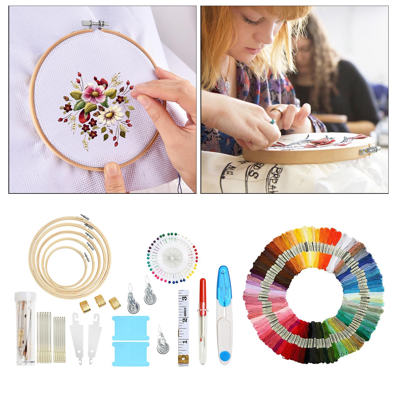 Embroidery Starter Kit Embroidery Hoop DIY Cross Stitch Sewing Kit for Adult