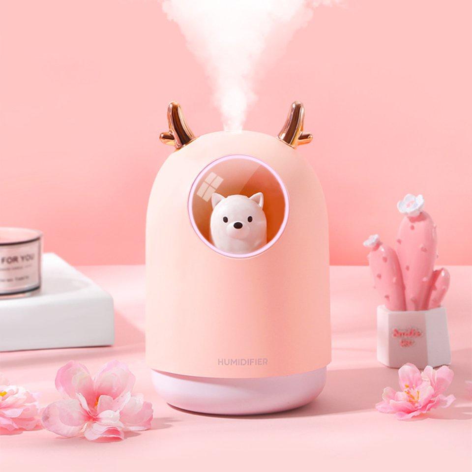 Máy xông tinh dầu Mini - hình chuột HUMIDIFIER 300ml dễ thương, tự động ngắt khi hết nước