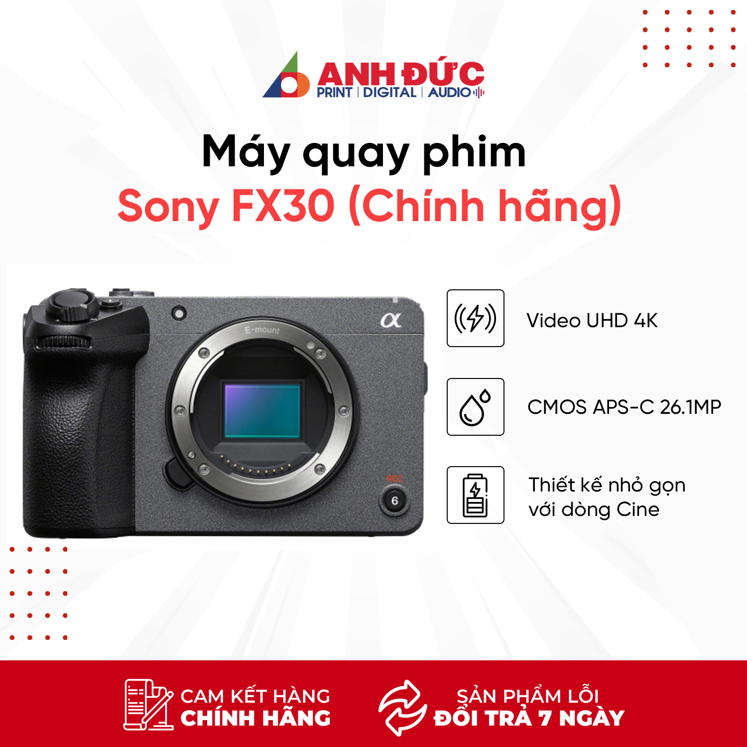 Sony FX30 - Hàng Chính Hãng | Máy quay Cinema Line