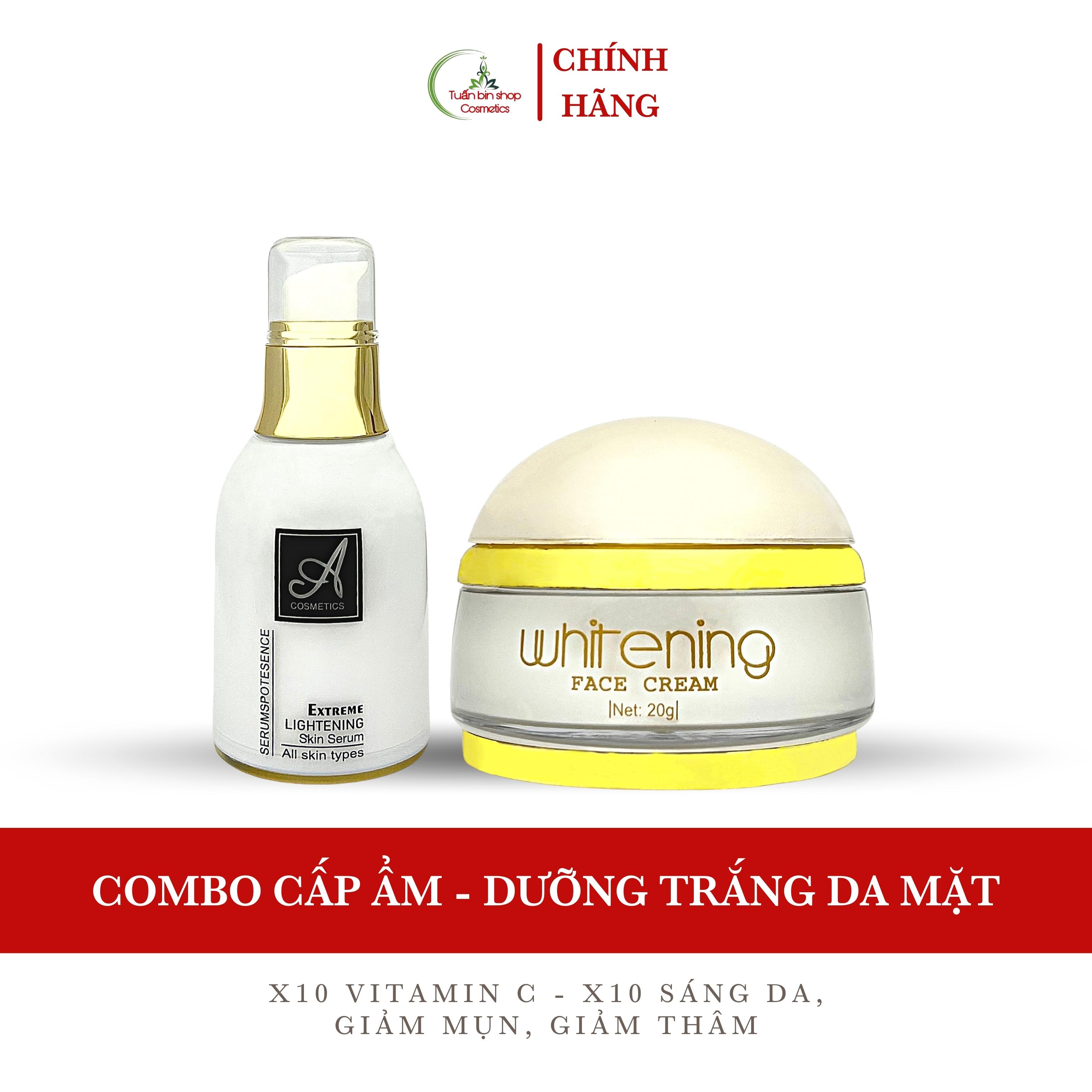 Combo dưỡng trắng da mặt, cấp ẩm chuyên sâu Acosmetics, kem face pháp trắng da mặt, serum dưỡng ẩm spot esence 50g