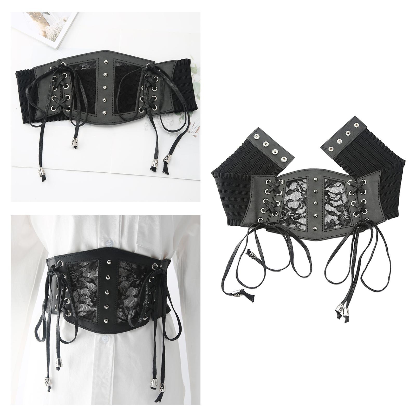 Women Belt, Lace-up Belt, Party Elastic Wide Belt, Black Corset Elastic Waist Belt for Party Wedding