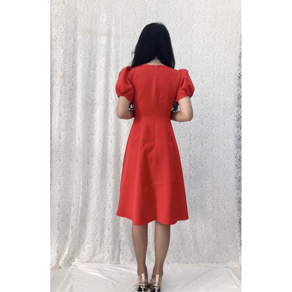 Đầm xòe dự tiệc cổ sen