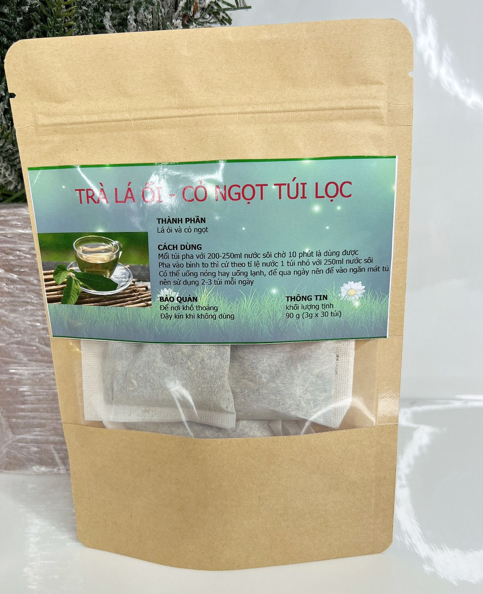 Trà lá ổi - Cỏ ngọt ( Hộp 30 gói 3g) - Sản phầm tốt cho người tiểu đường, thanh nhiệt mát gan và hỗ trợ giảm cân