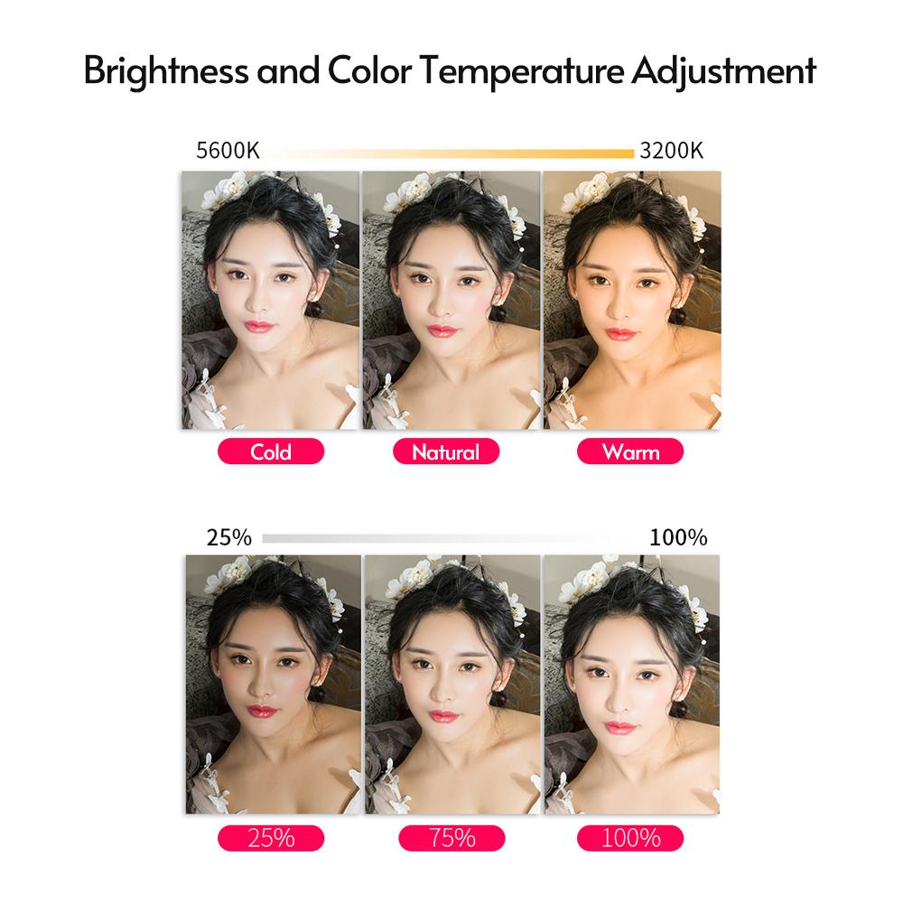 Đèn LED Fill Light USB hỗ trợ 3 nhiệt độ màu với giá đỡ điện thoại Tripod Max. Chiều cao 2m / 6,6ft cho - Màu đen - Đèn & Kẹp & Chân máy Ring Light 10 inch