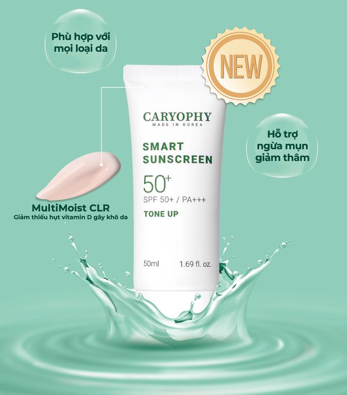 Kem Chống Nắng Đa Chức Năng Dưỡng Ẩm, Ngừa Mụn Caryophy Smart Sunscreen Tone Up SPF50+/Pa