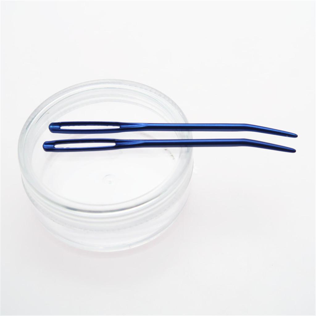 4 Pieces Aluminium Large-eye Bent Tip Tapestry Darning Needle DIY Knitting Craft