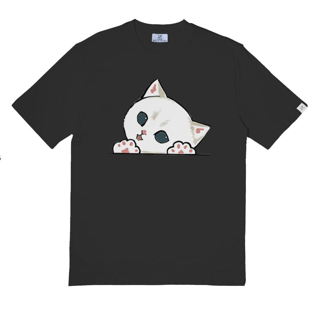 Áo thun Unisex lazy cat cotton 4 màu cơ bản MEO4