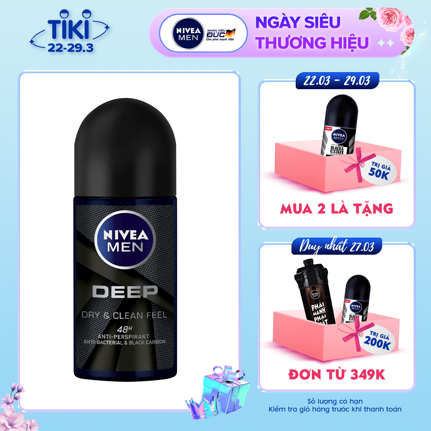 Lăn Ngăn Mùi Nivea Men Than Hoạt Tính 80031 (50ml)