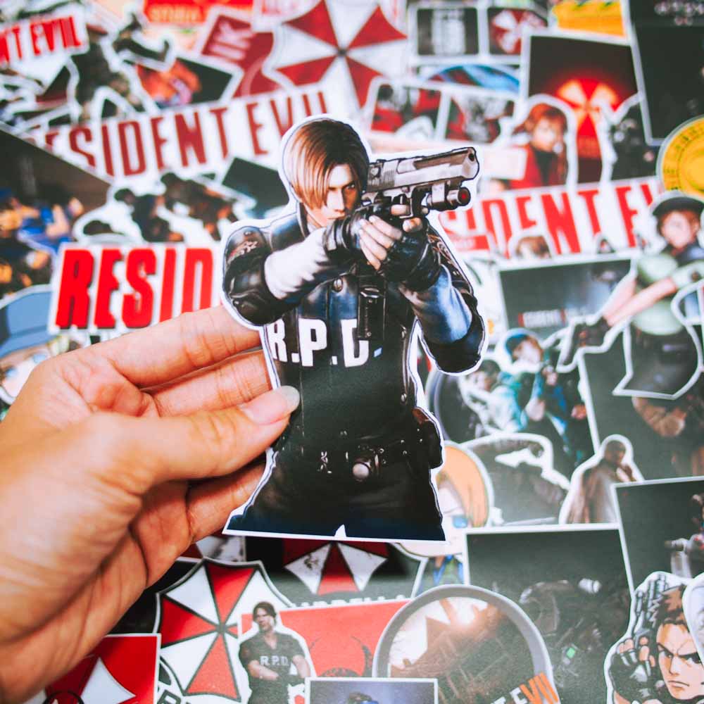 Set 100 sticker hình dán mũ bảo hiểm laptop - Resident Evil Game