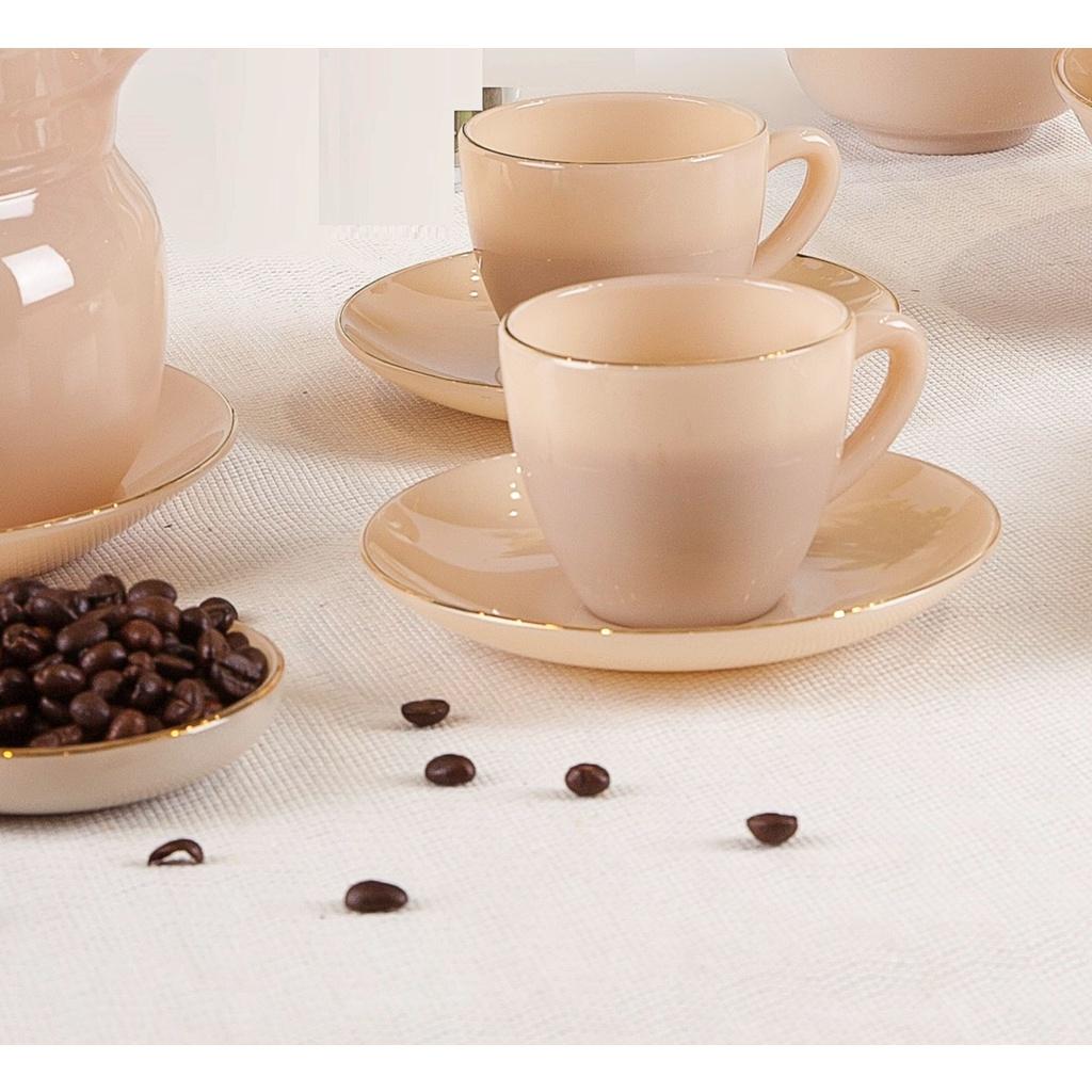 Bộ ấm tách cafe thủy tinh ngọc USA Homeset màu nâu Topaz
