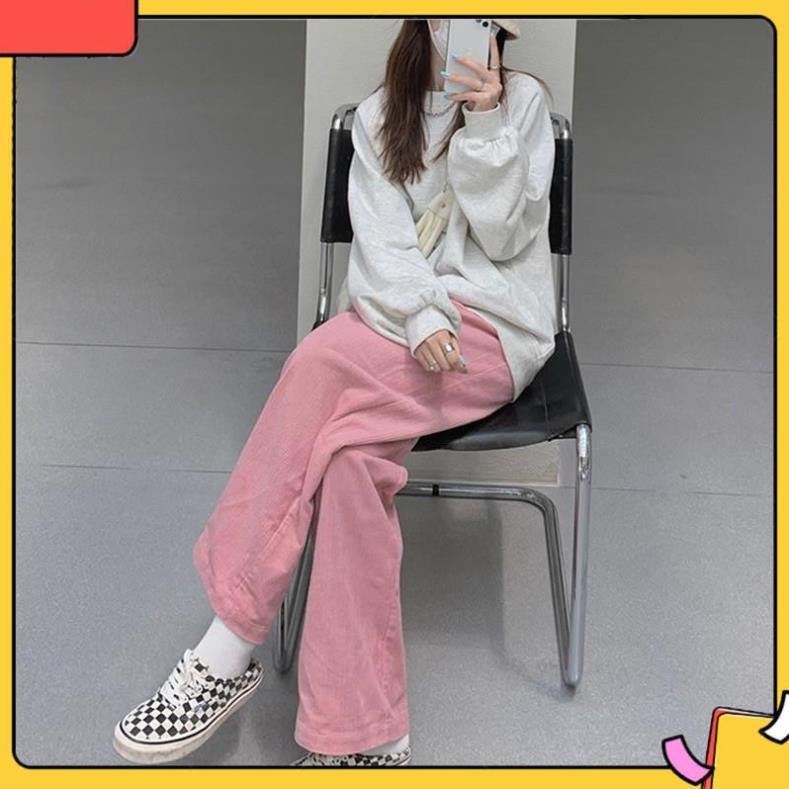 Quần Nhung Ống Rộng Culottes Ulzzang Cạp chun nữ